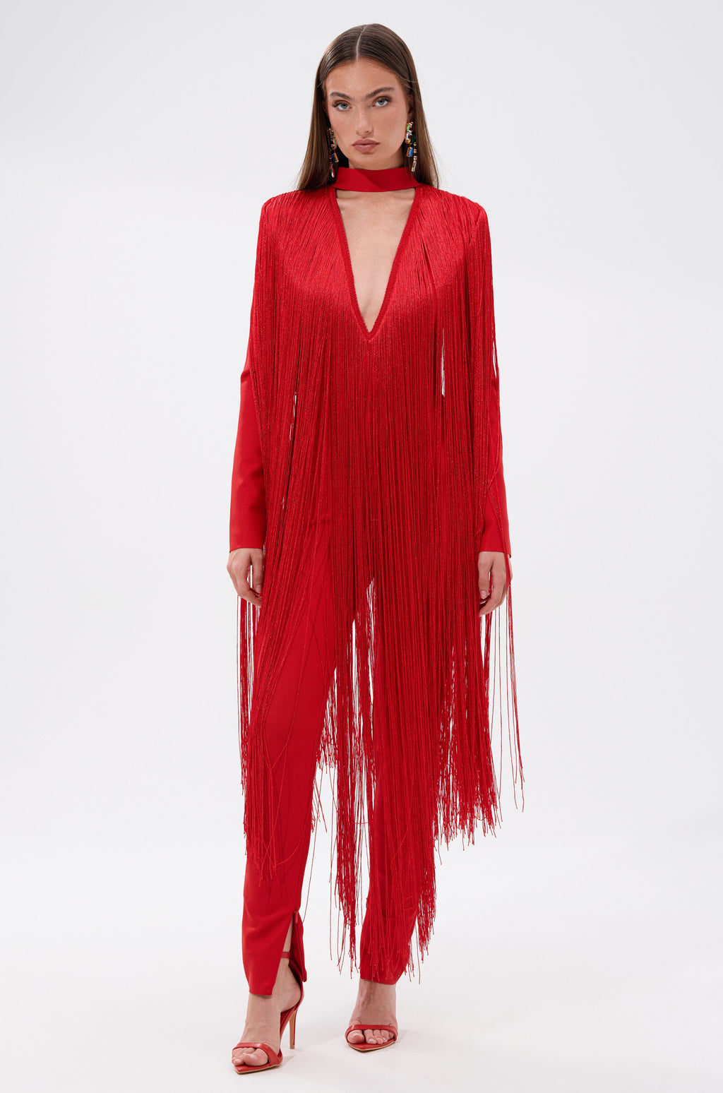 BELLE BANDAGE JUMPSUIT WITH FRINGE