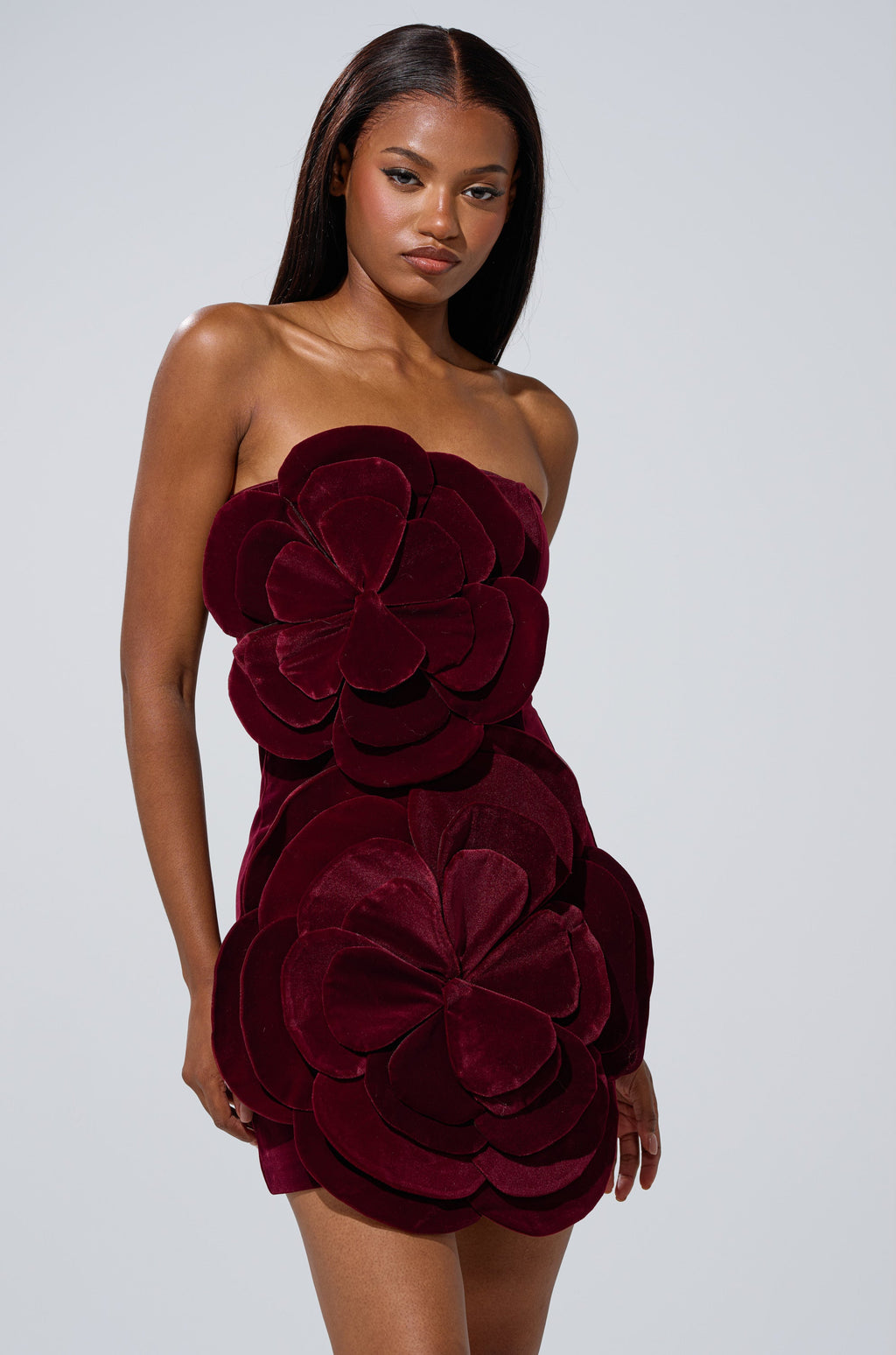 FLOWER POWER VELVET MINI DRESS