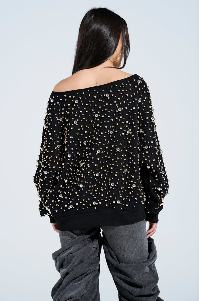 IN THE AIR OFF THE SHOULDER SWEATSHIRT