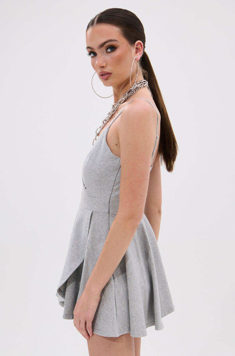 RESORT CASUAL SLEEVELESS ROMPER IN HEATHER GREY