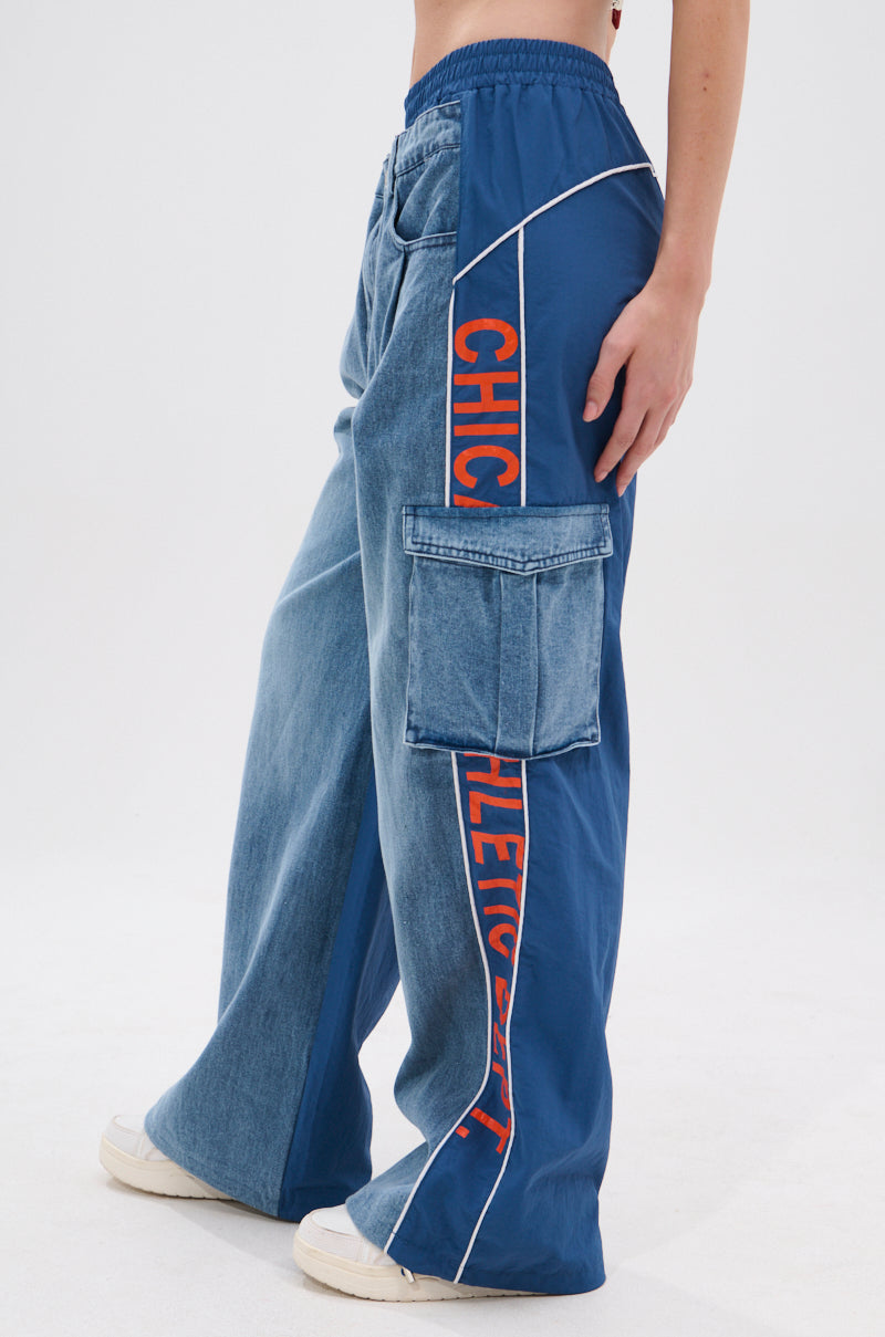 CHICAGO ATHLETICS DENIM TRACK PANTS
