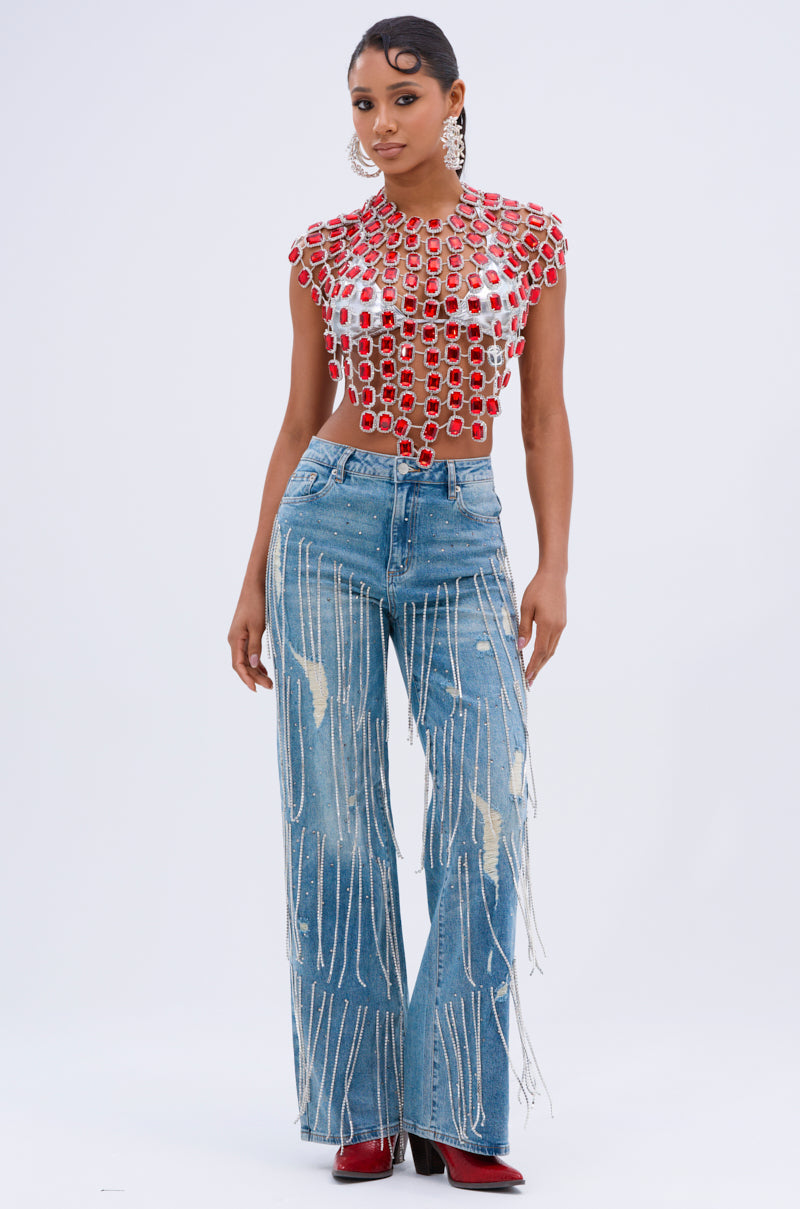 DRIPPING IN JEWELS RELAXED FIT DENIM JEANS