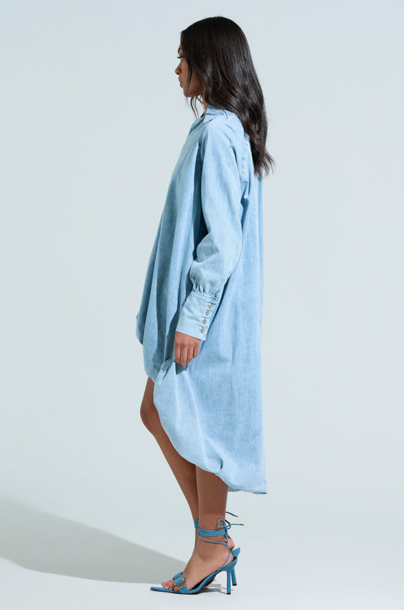 AMELIA DENIM HIGH-LOW DRESS