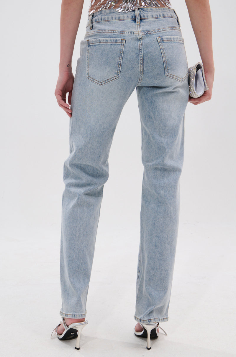 DIVINE FEMININE ENERGY RHINESTONE DETAIL JEANS