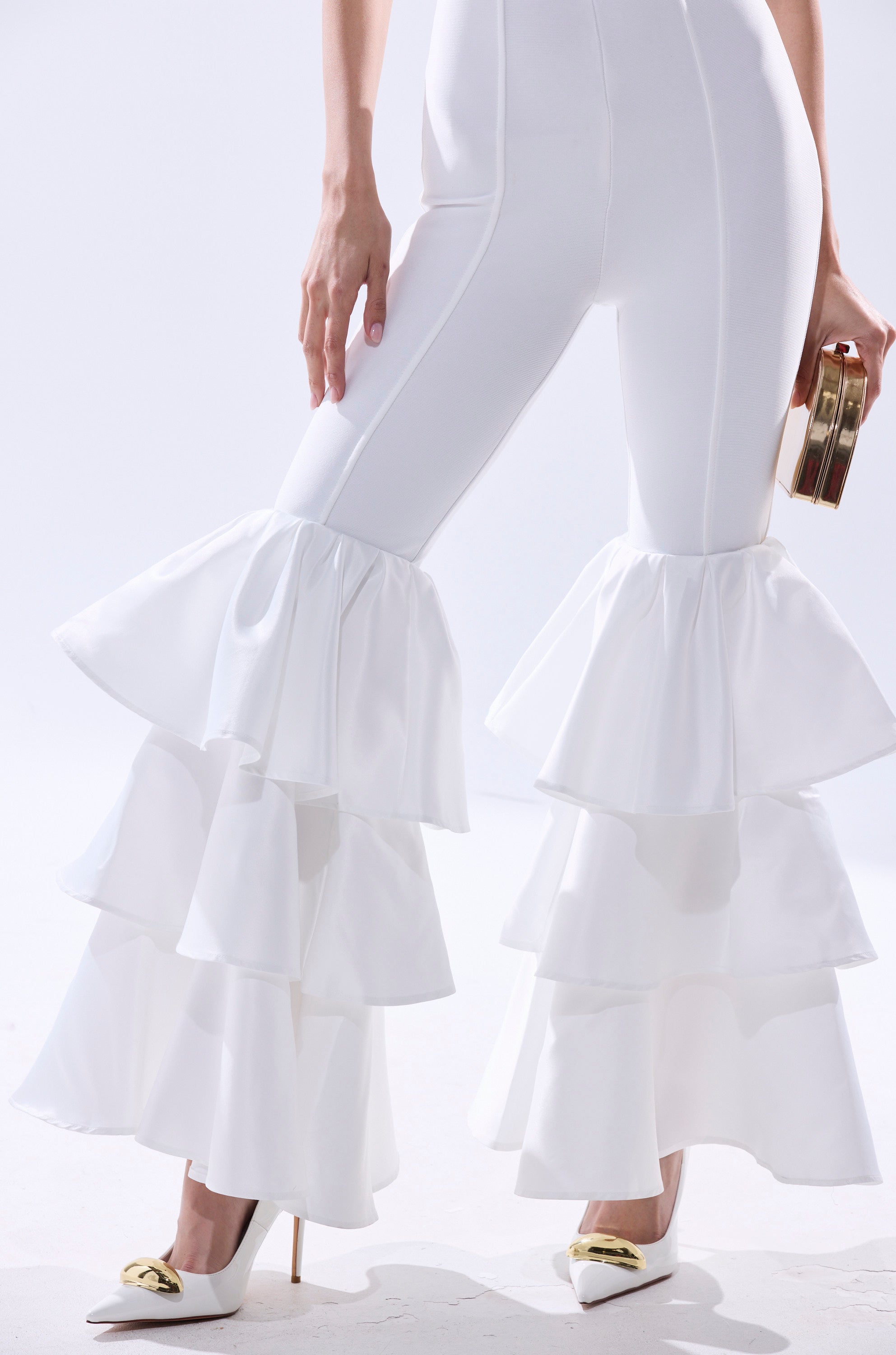 I JUST WANNA DANCE FLARE LEG JUMPSUIT IN WHITE