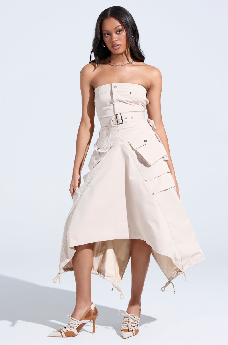 STROLLIN DOWN SOHO CARGO MIDI DRESS