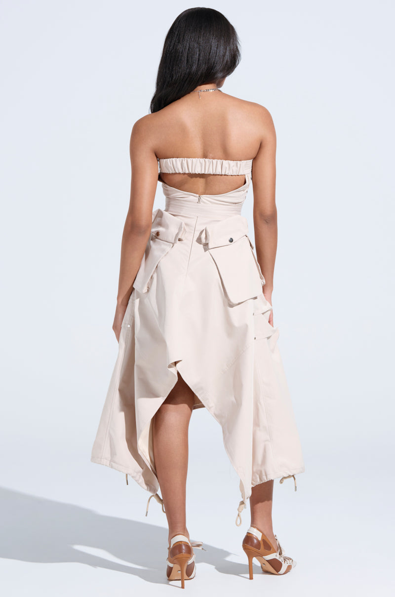 STROLLIN DOWN SOHO CARGO MIDI DRESS