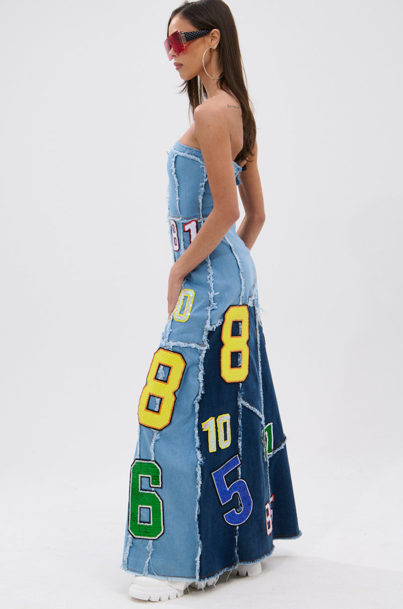 ABC 123 DENIM MAXI DRESS