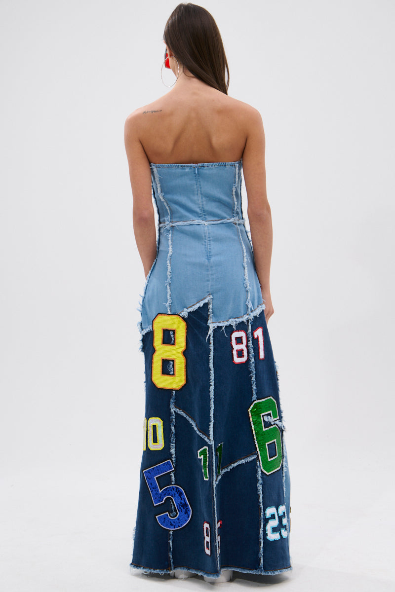 ABC 123 DENIM MAXI DRESS