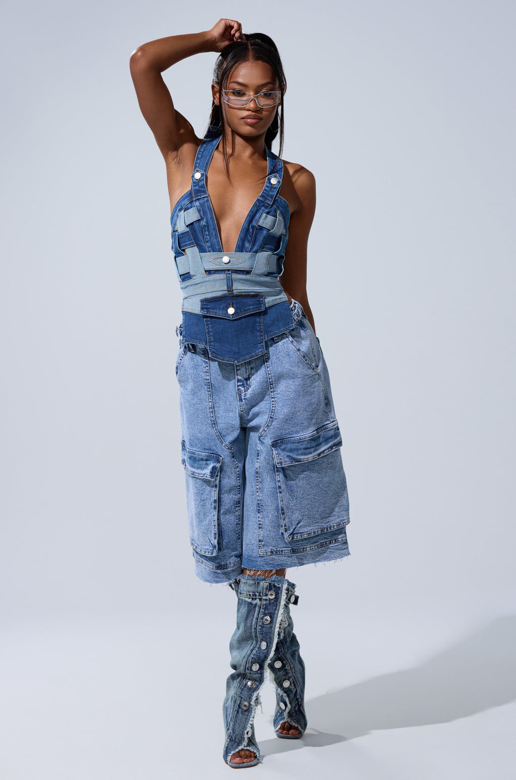 CATCH ME ABSTRACT DENIM CORSET