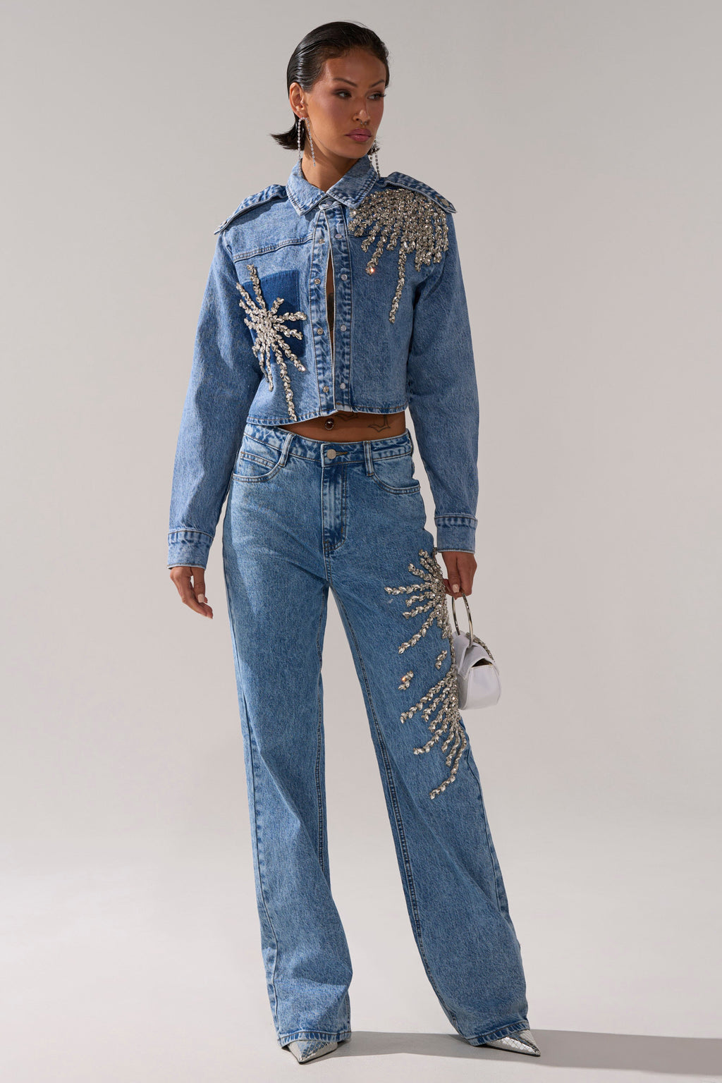 SPARKLE AND SHINE QUEEN DENIM BUTTON DOWN