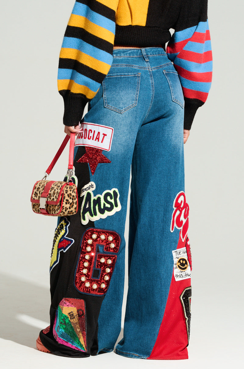 NOT SORRY PATCHWORK DENIM JEANS