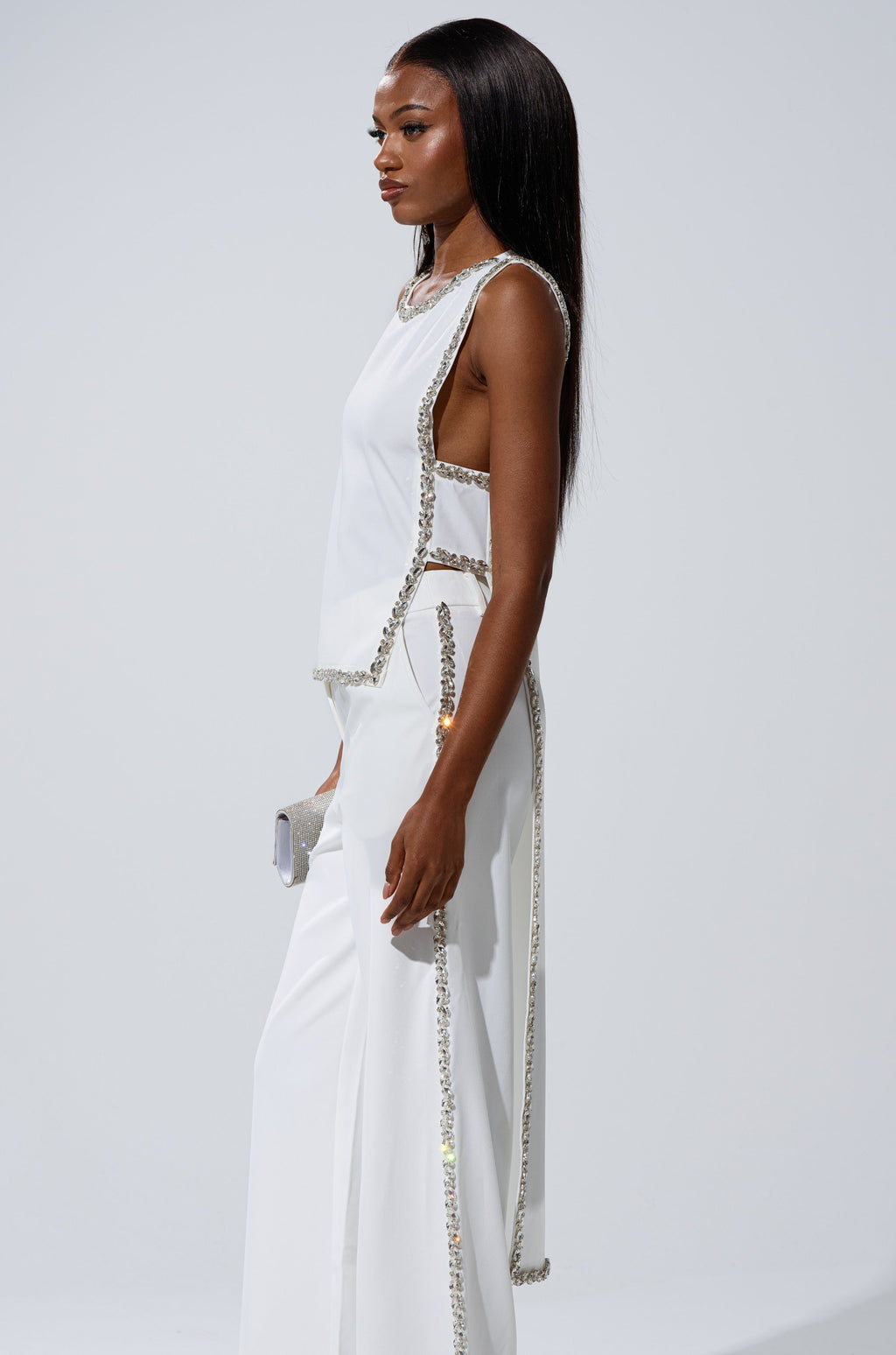 TALK TO ME BABY BLOUSE WITH RHINESTONE IN WHITE