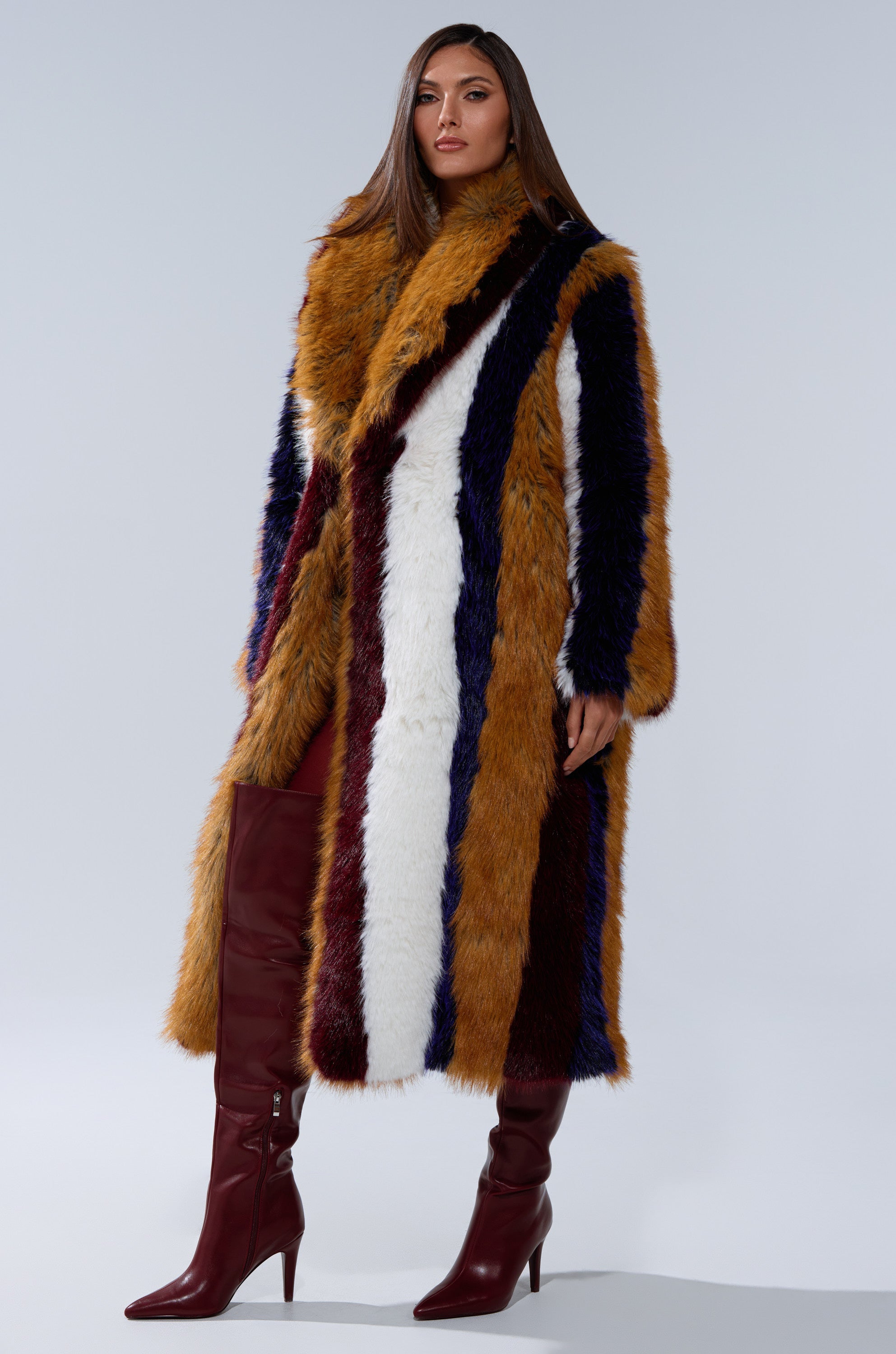 ALAIA STRIPED FAUX FUR