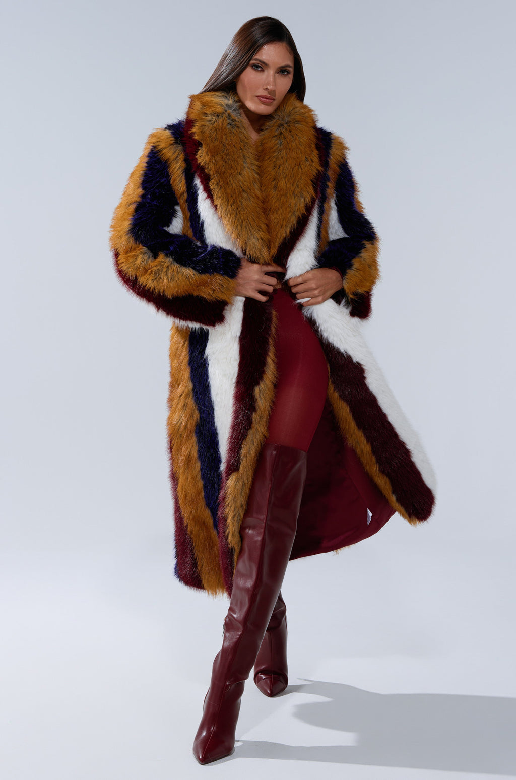 ALAIA STRIPED FAUX FUR