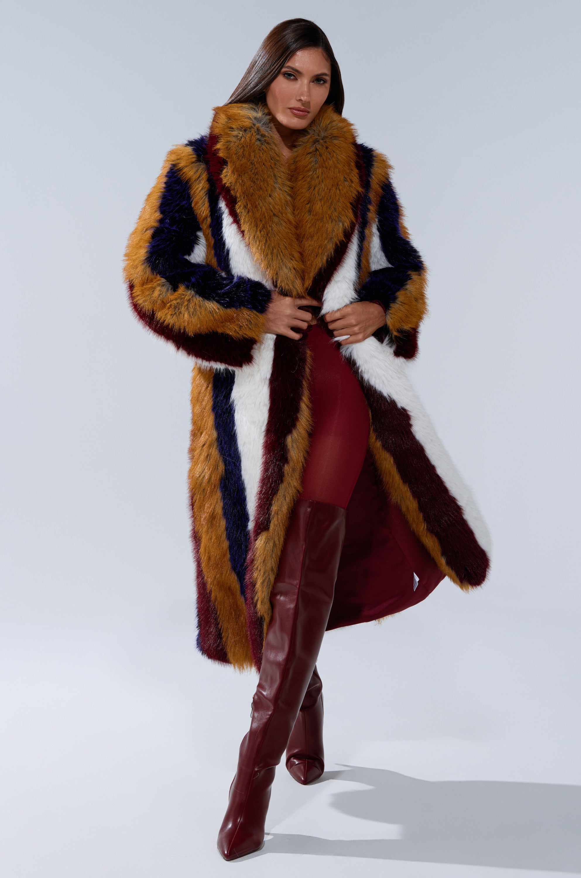 ALAIA STRIPED FAUX FUR