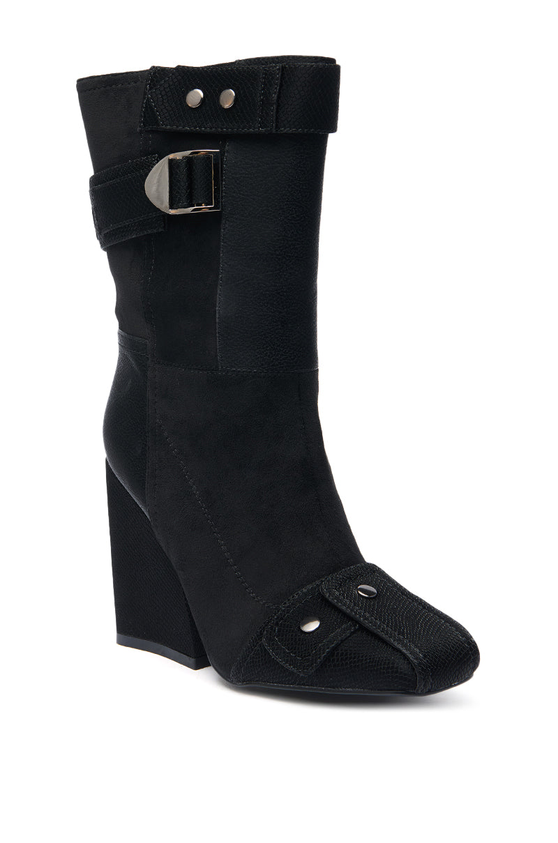 AZALEA WANG ALLONA BLACK CHUNKY BOOTIE