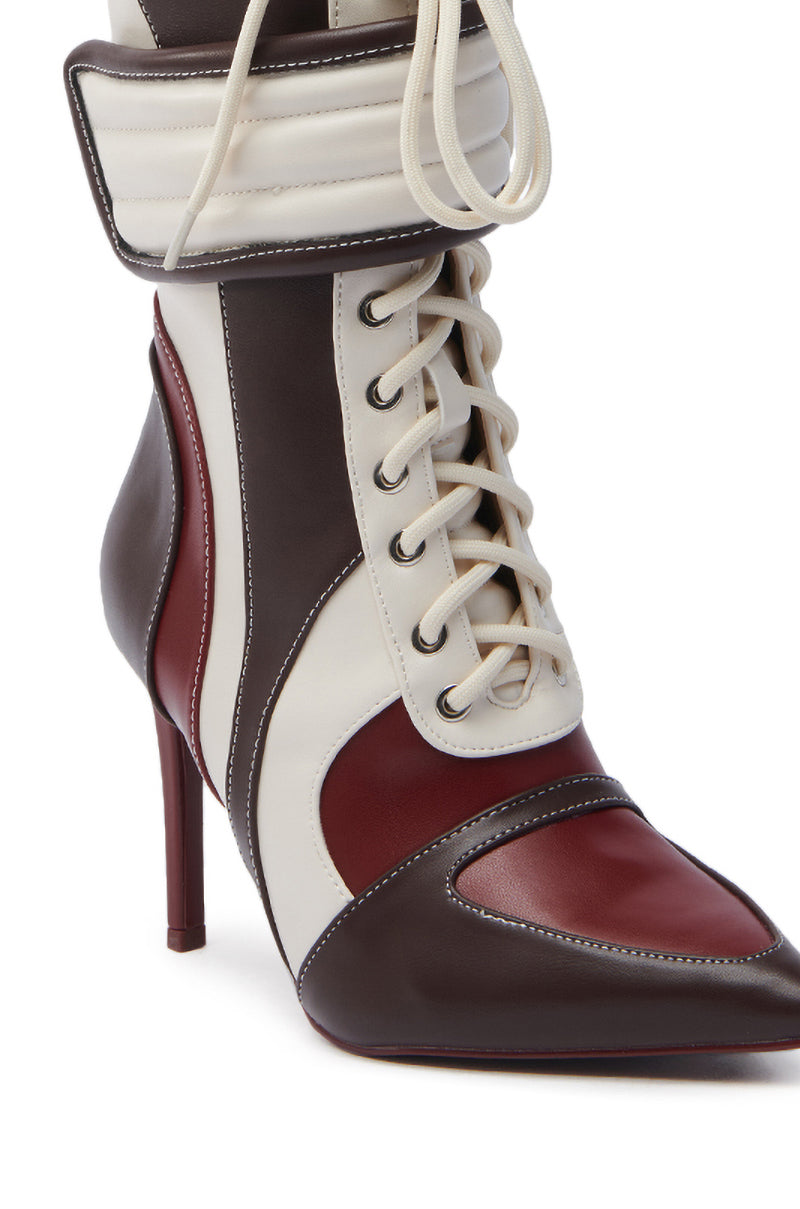 AZALEA WANG AMADA BROWN SPORTY STILETTO BOOTIE