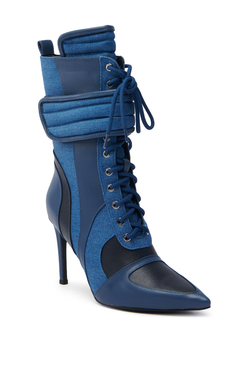 AZALEA WANG AMADA DENIM SPORTY STILETTO BOOTIE