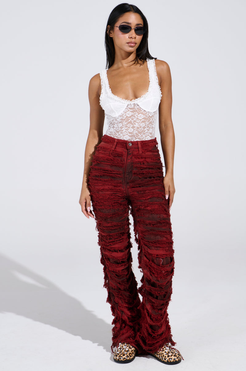 ON FIRE DISTRESSED DENIM PANT