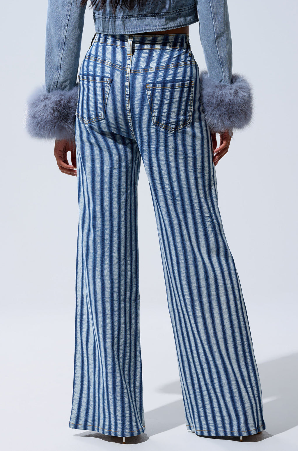 LETS GET CRAZY STRIPE WIDE LEG DENIM