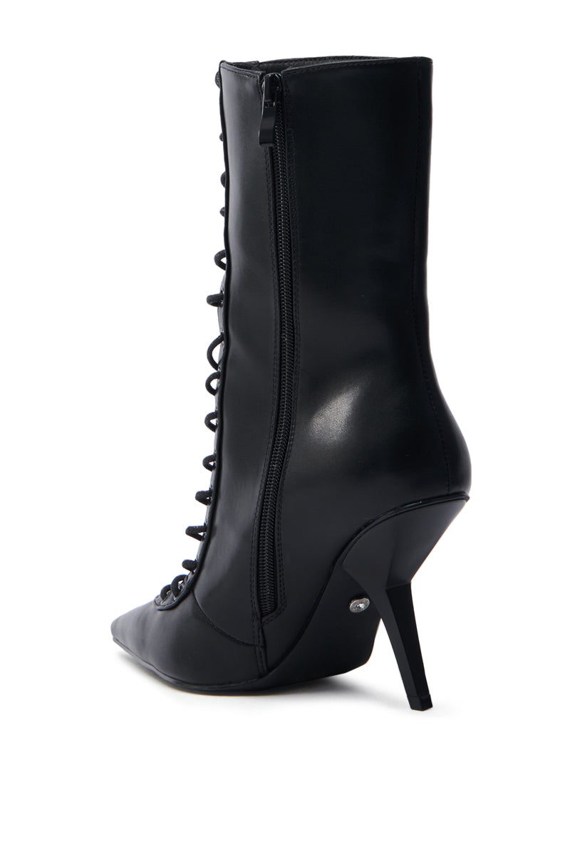 AZALEA WANG SILVA BLACK LACE UP STILETTO BOOTIE