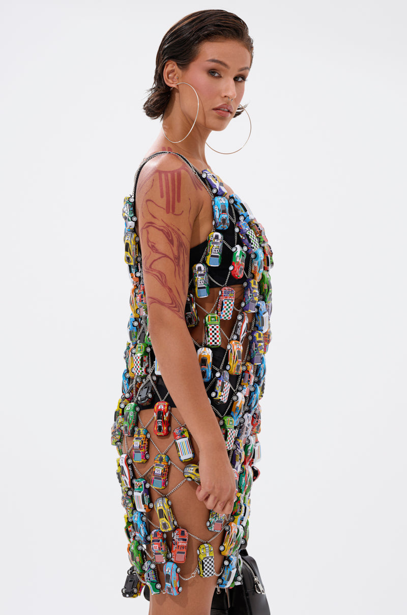 CAN'T CATCH ME CAR CHAIN MINI DRESS