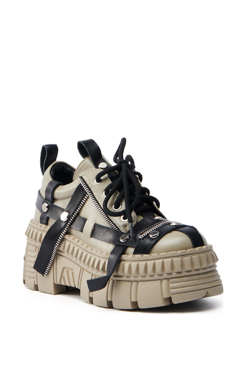  AZALEA WANG BEAGLE KHAKI FLAT SNEAKER