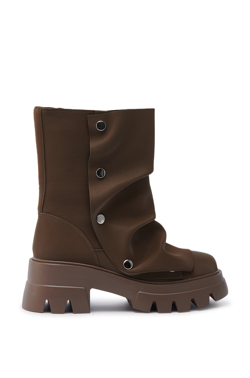 AZALEA WANG BHARTI BROWN FLAT BOOTIE