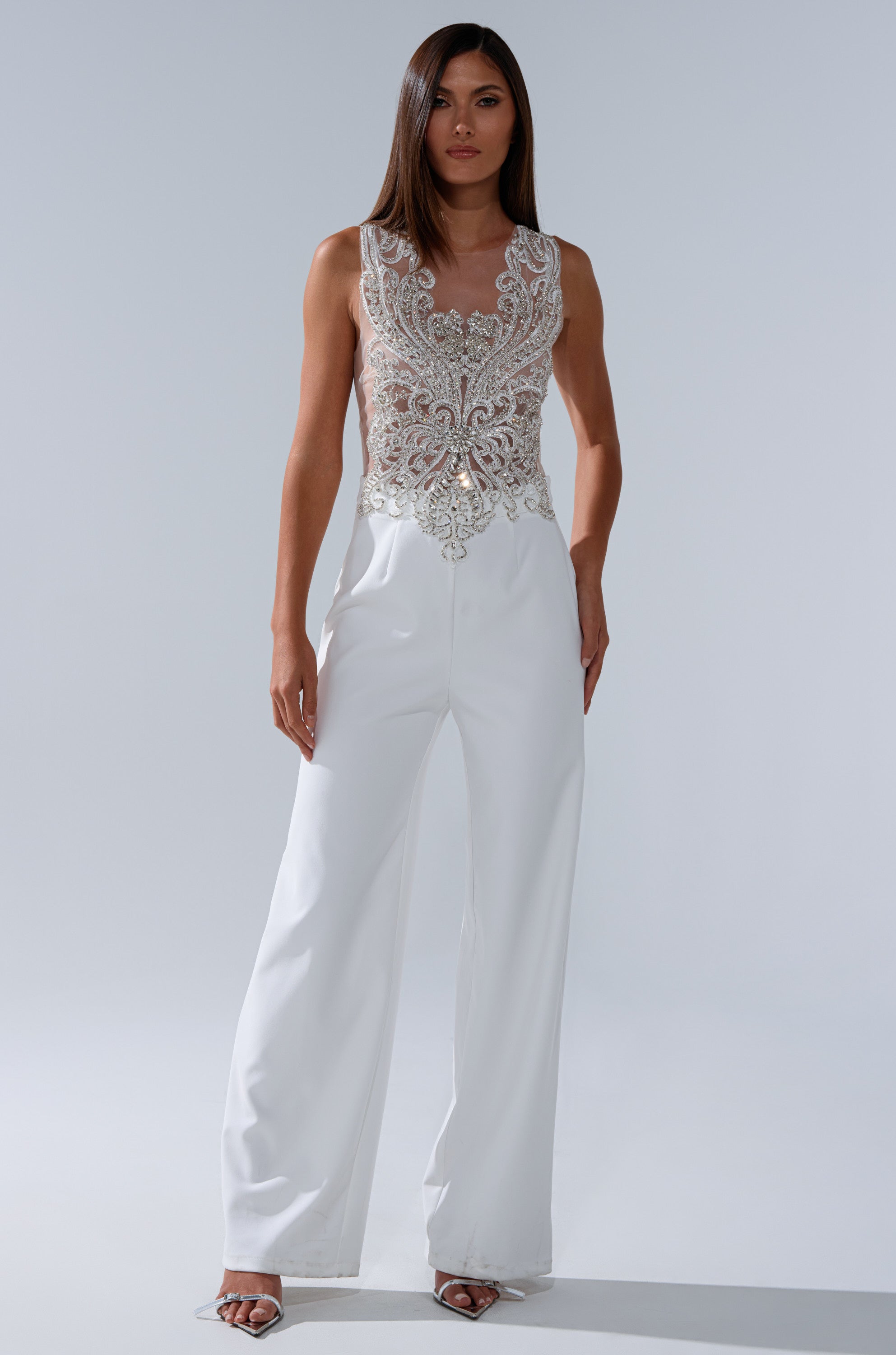 CECELIA RHINESTONE MESH JUMPSUIT