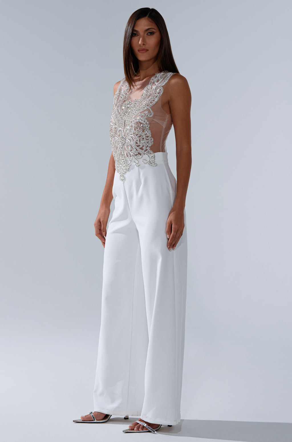 CECELIA RHINESTONE MESH JUMPSUIT