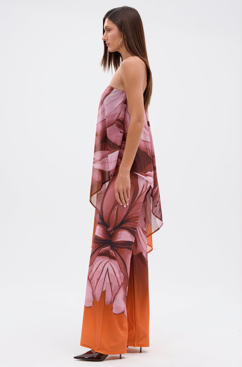 ON A BEACH SOMEWHERE PRINTED JUMPSUIT IN ORANGE