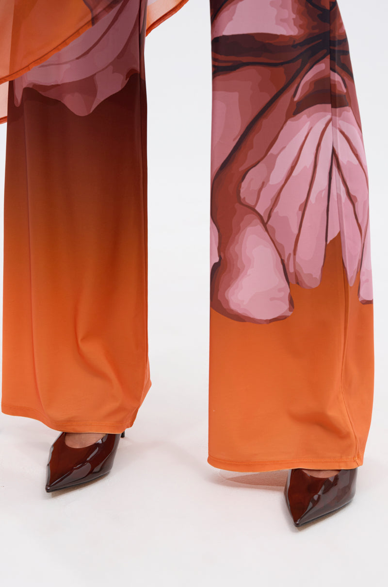 ON A BEACH SOMEWHERE PRINTED JUMPSUIT IN ORANGE