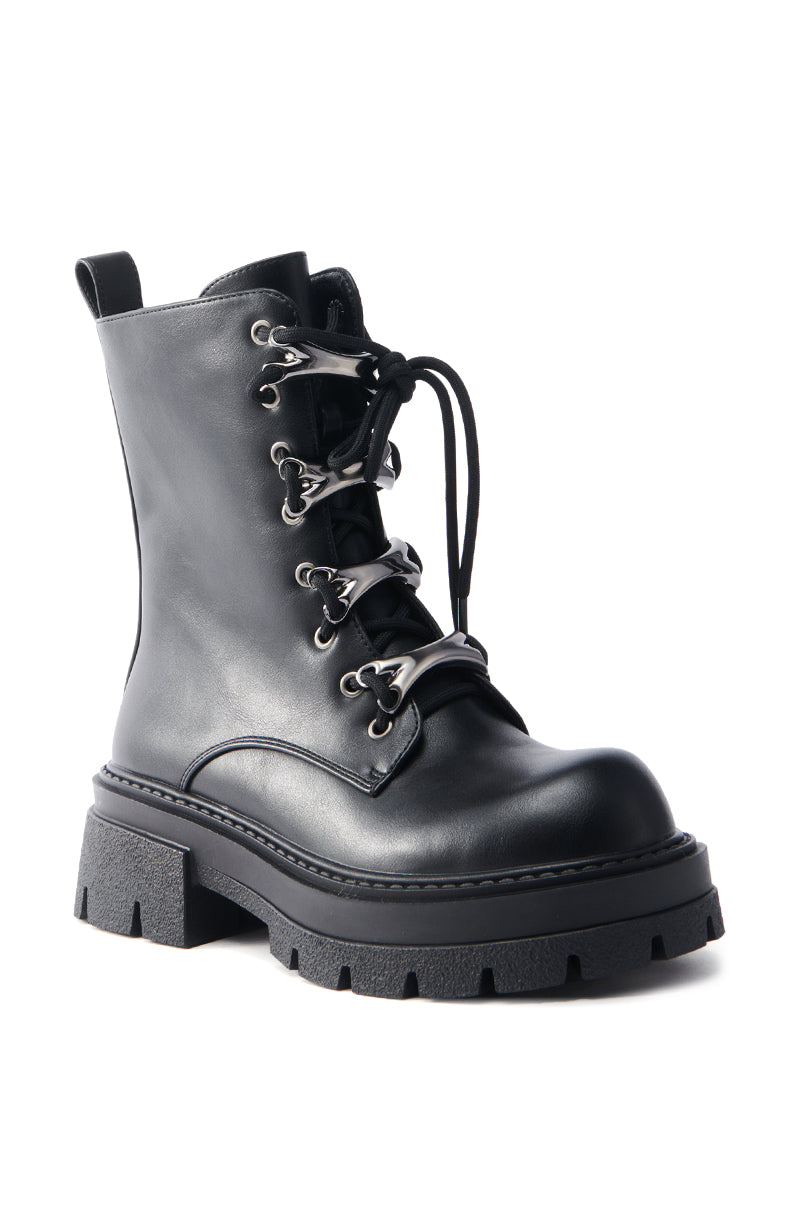 AZALEA WANG BROOKS BLACK COMBAT BOOTIE