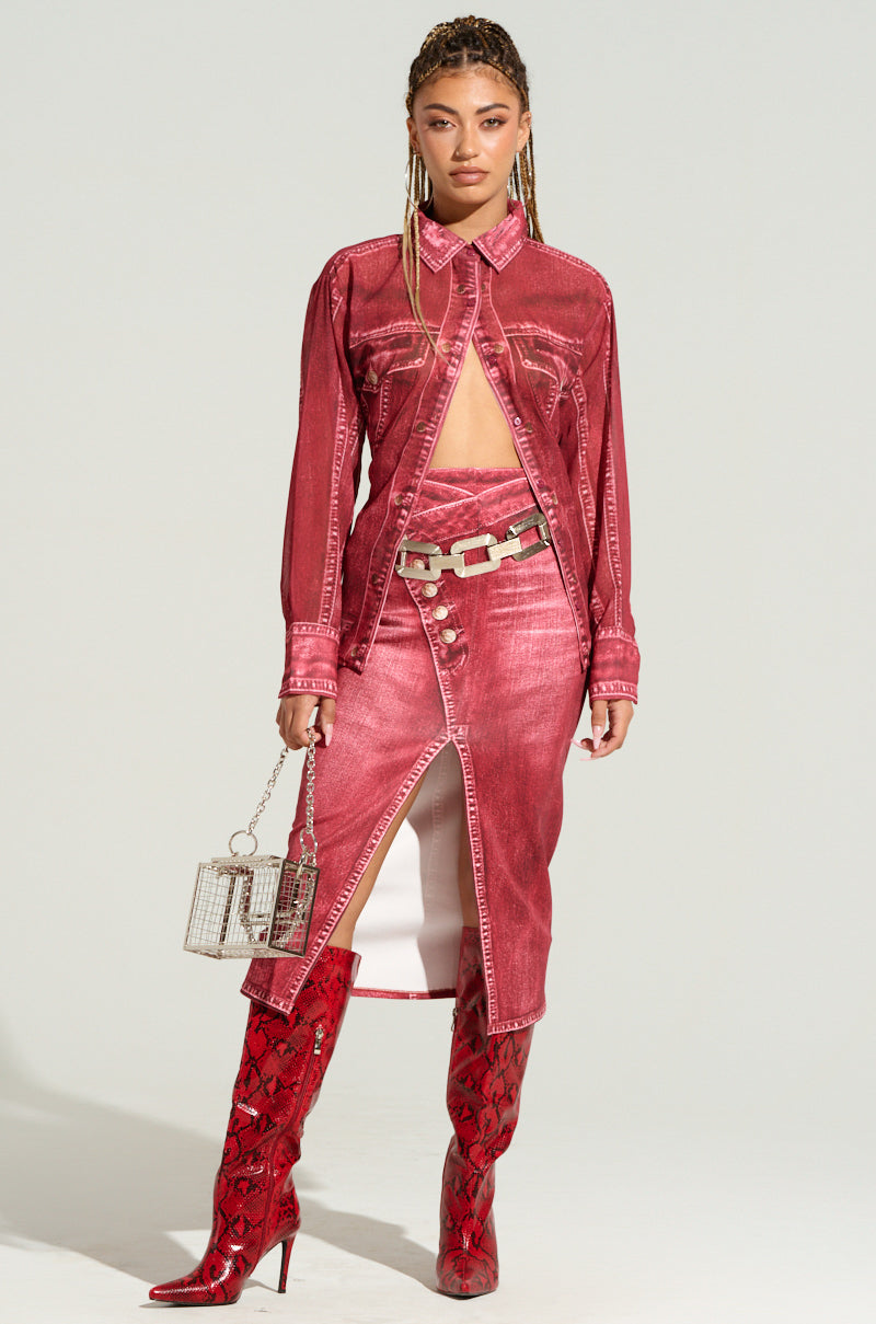 CHERRY LOVER BUTTON DOWN TOP