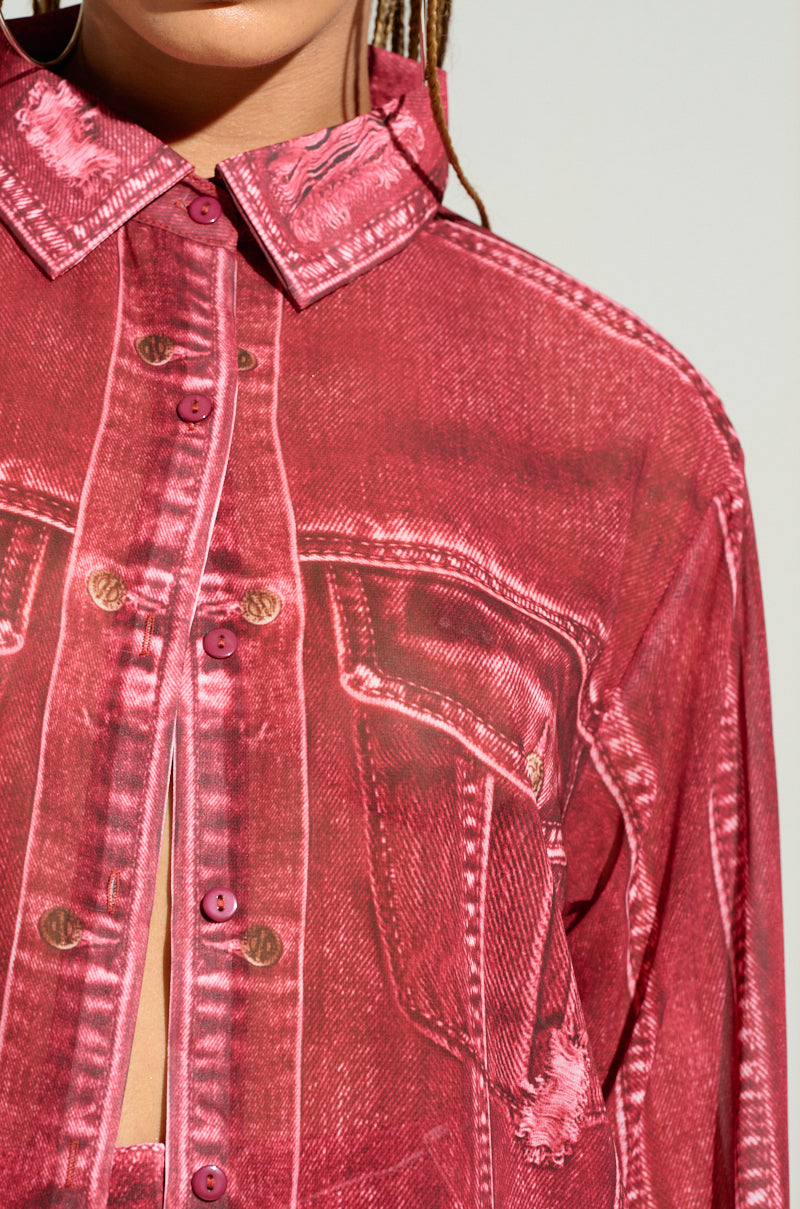 CHERRY LOVER BUTTON DOWN TOP