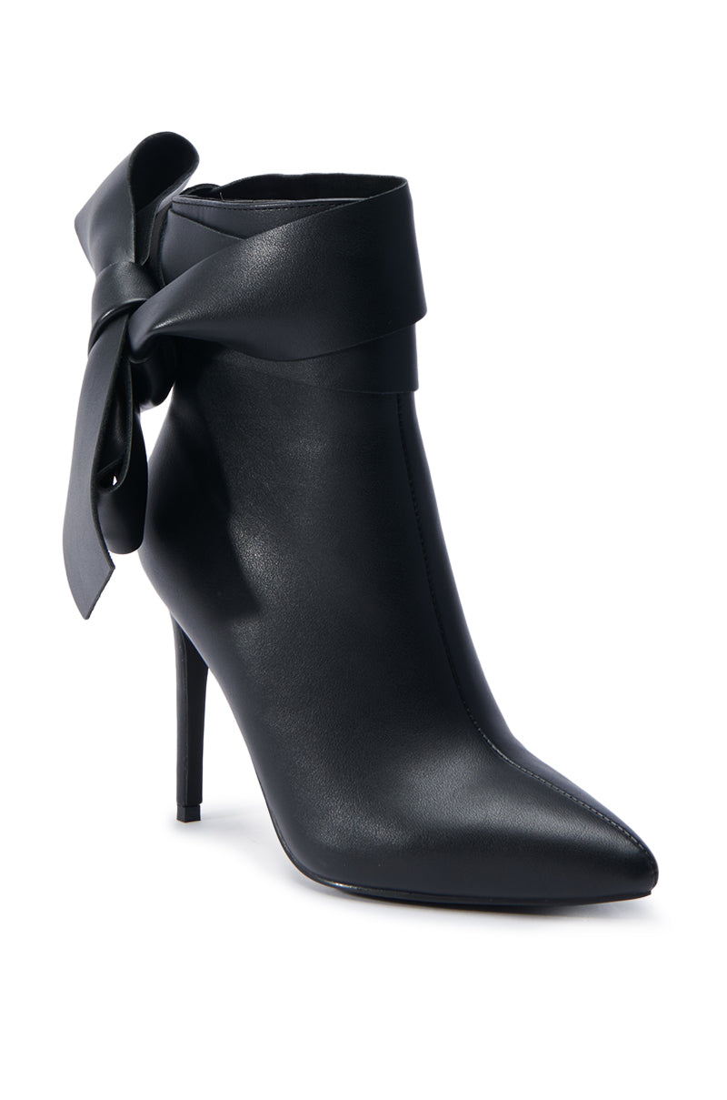 AZALEA WANG CHAUD BLACK TIE RIBBON BOOTIE