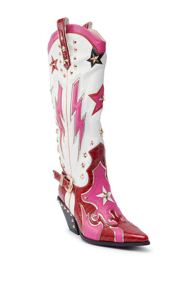 AZALEA WANG CHEONA RED MULTI WESTERN BOOT