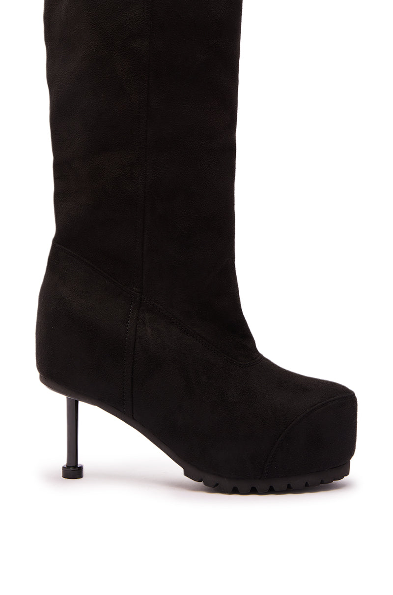 AZALEA WANG CLEDQYN BLACK FAUX SUEDE BOOT