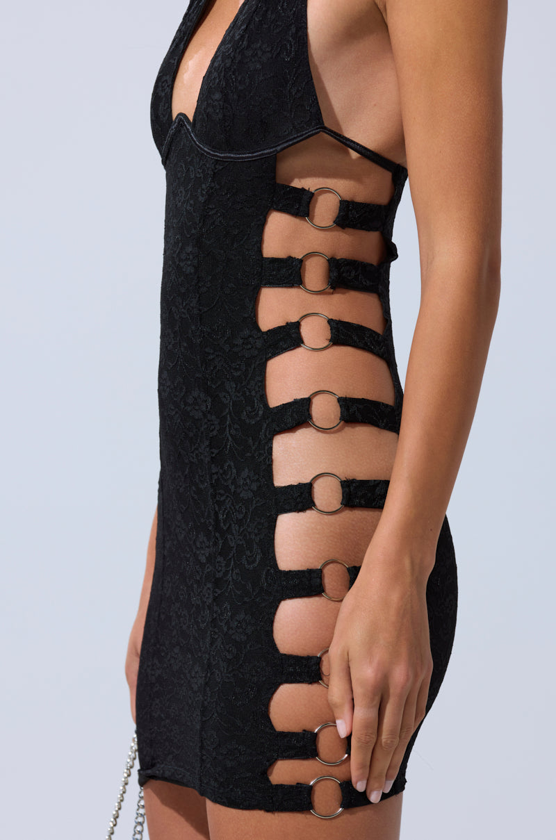 NOT FOR EVERYONE CUTOUT LACE MINI DRESS
