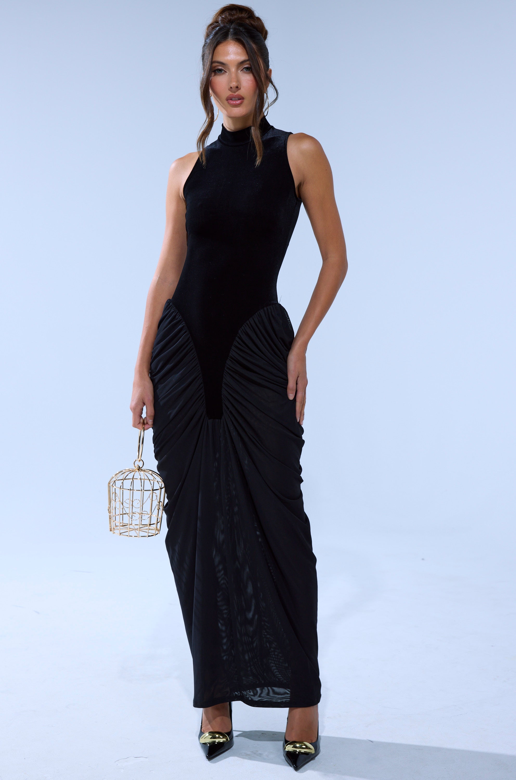 OUT FOR THE NIGHT MOCK NECK MAXI DRESS