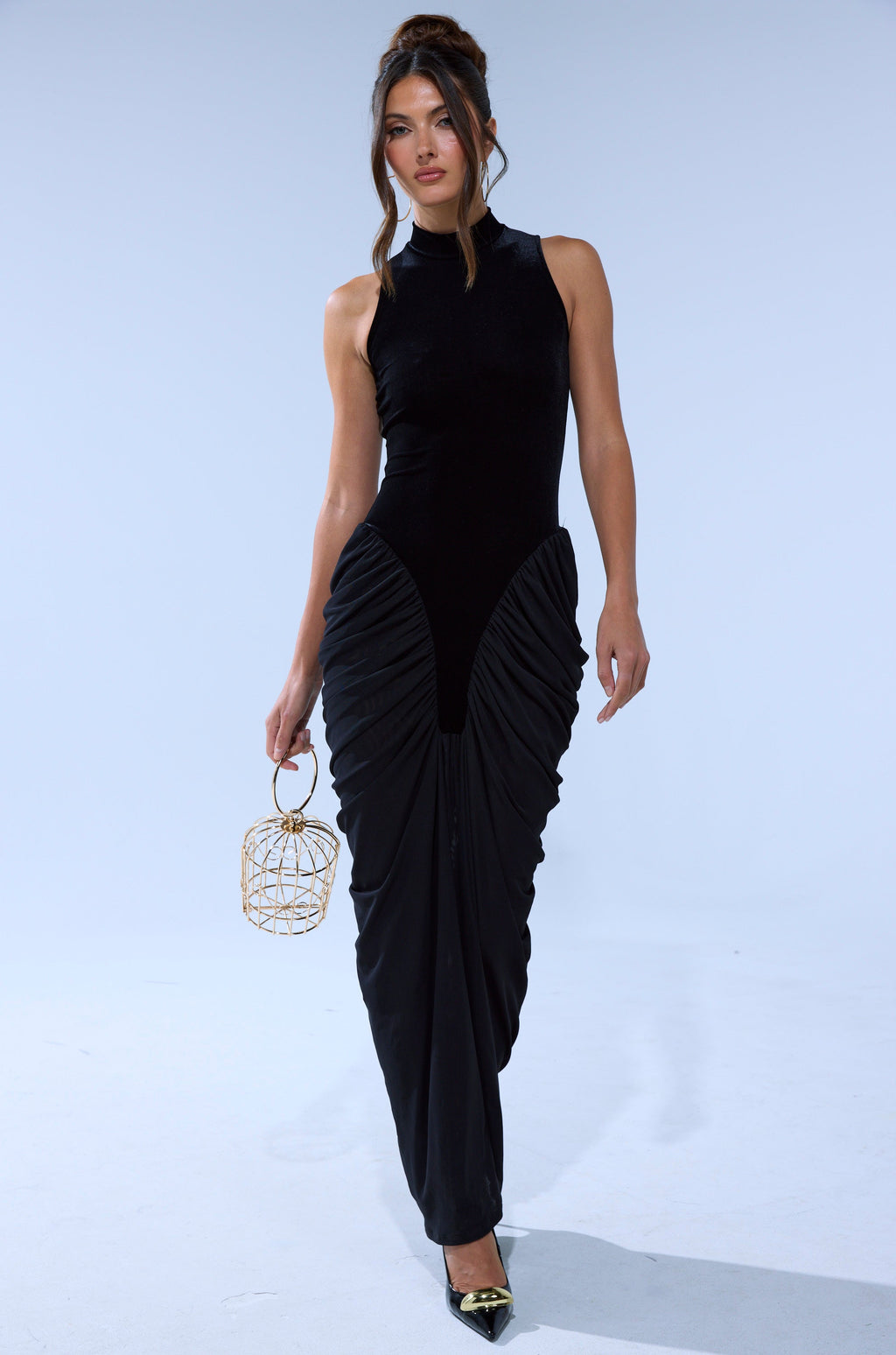 OUT FOR THE NIGHT MOCK NECK MAXI DRESS