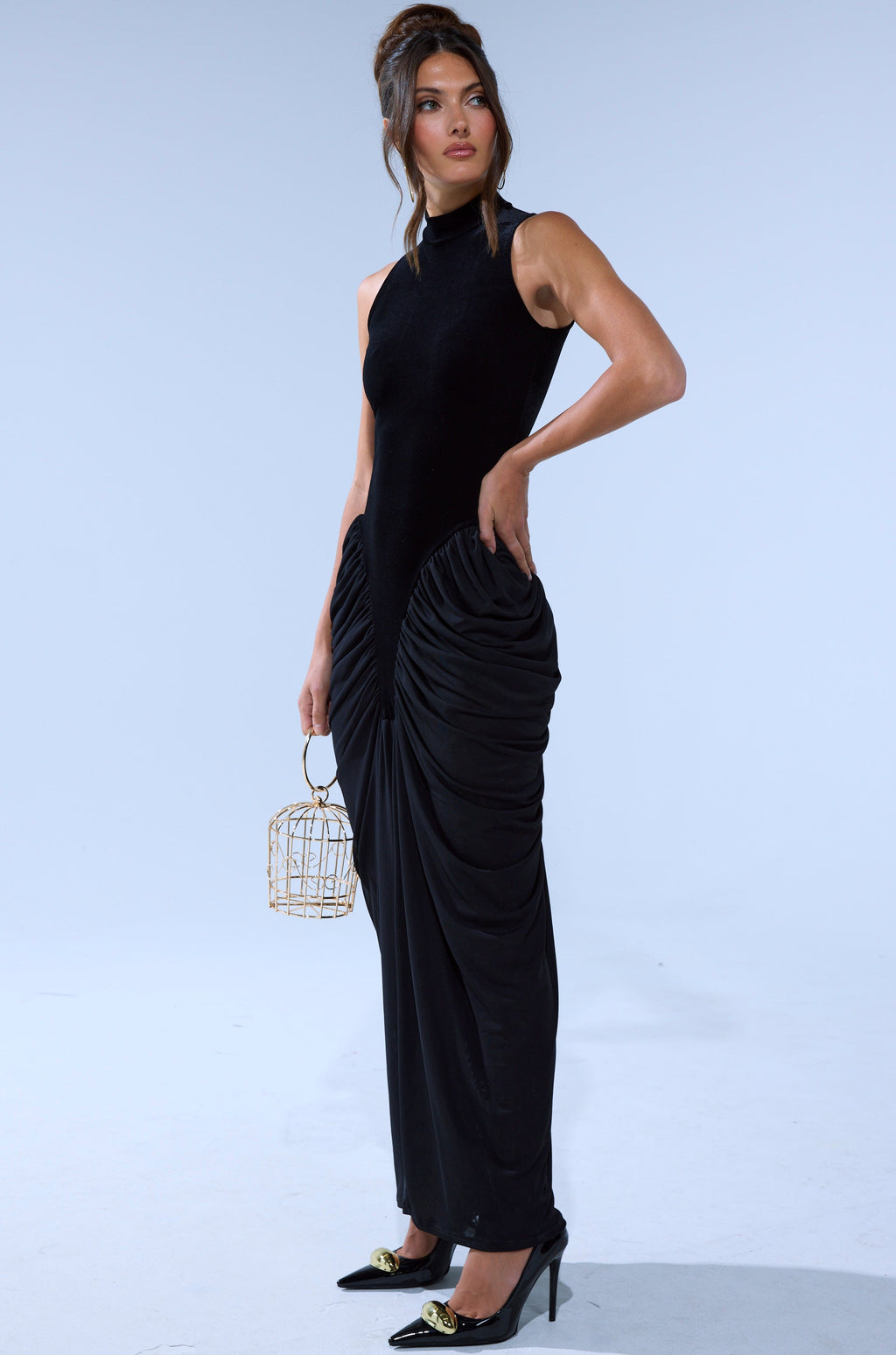 OUT FOR THE NIGHT MOCK NECK MAXI DRESS