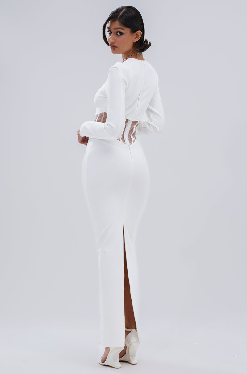 A NIGHT OUT BANDAGE MAXI DRESS IN WHITE