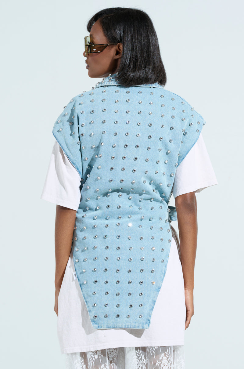 PRESLEY EMBELLISHED DENIM VEST