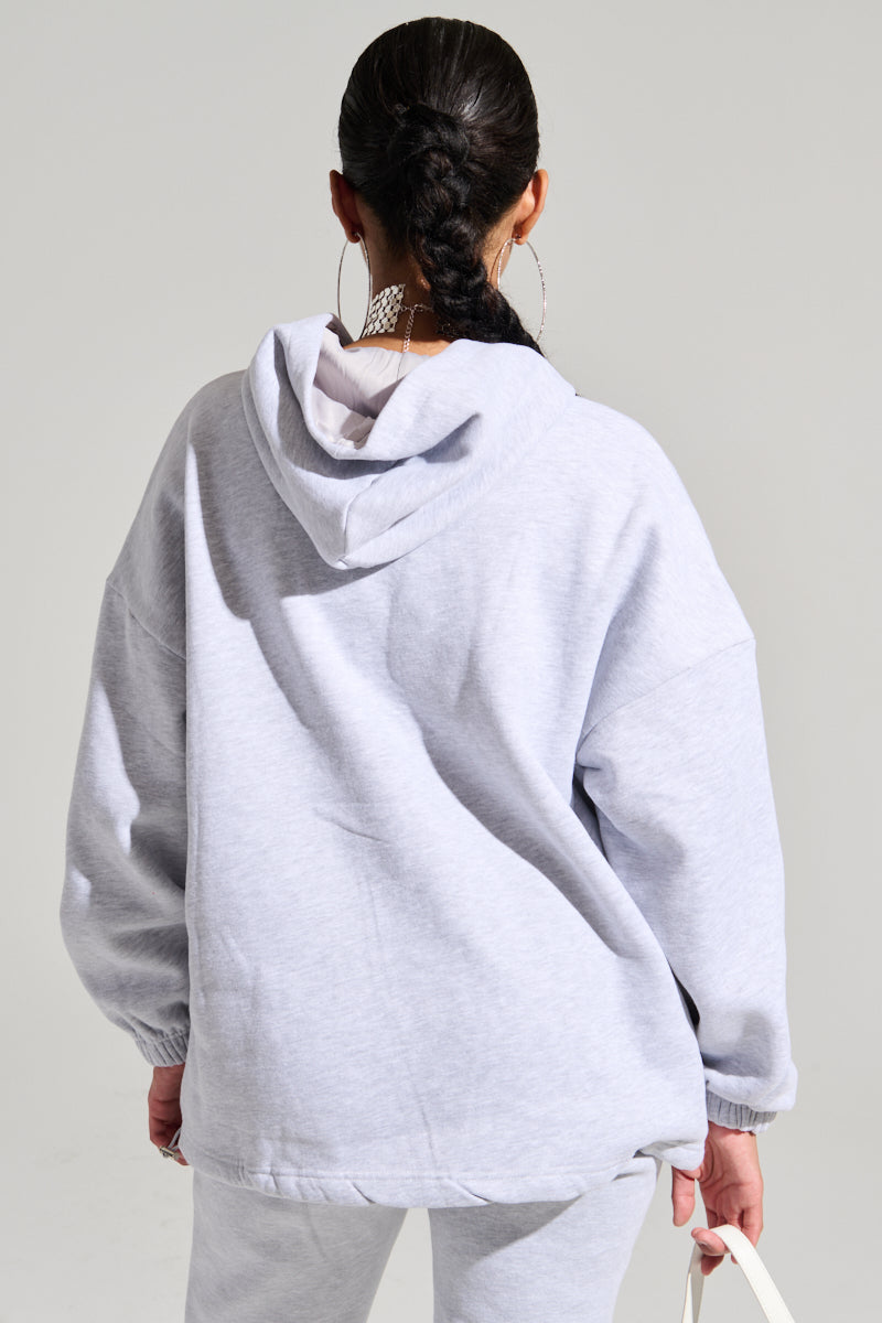 DEXTRA OVERSIZED HOODIE IN HEATHER GREY