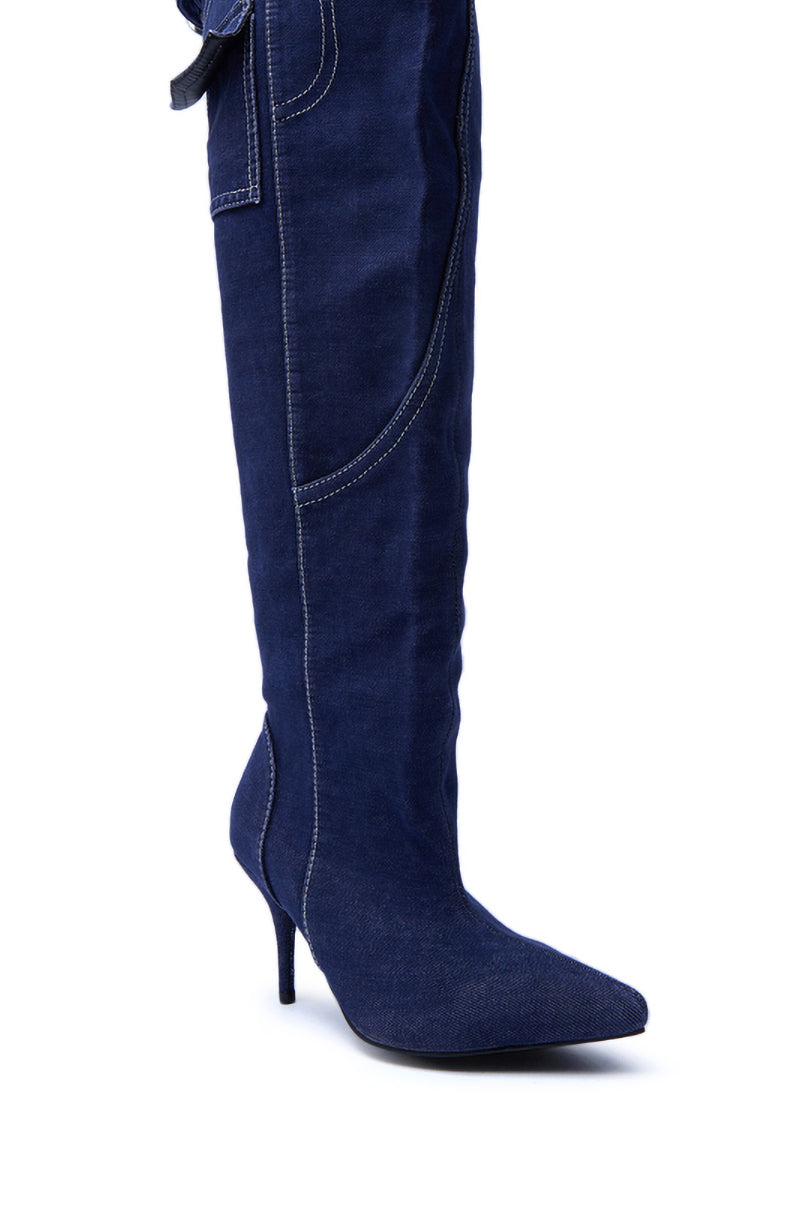 AZALEA WANG DUSTAN DENIM THIGH STILETTO BOOT
