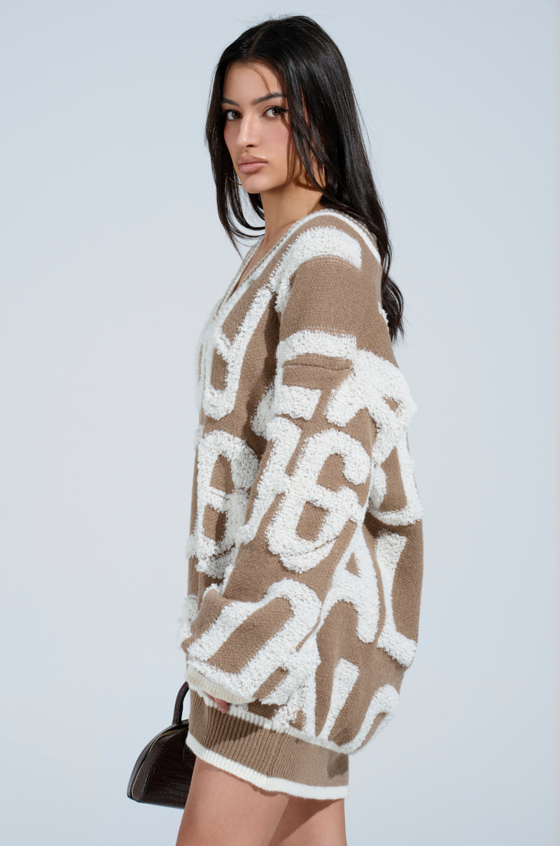 OUT OF SIGHT PRINTED SWEATER DRESS