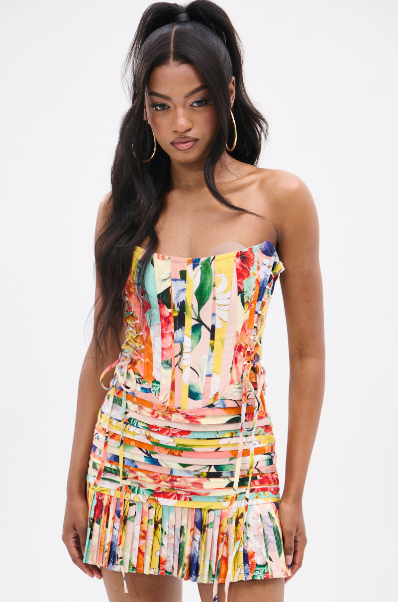 FLOUNCE CORSET MINI DRESS