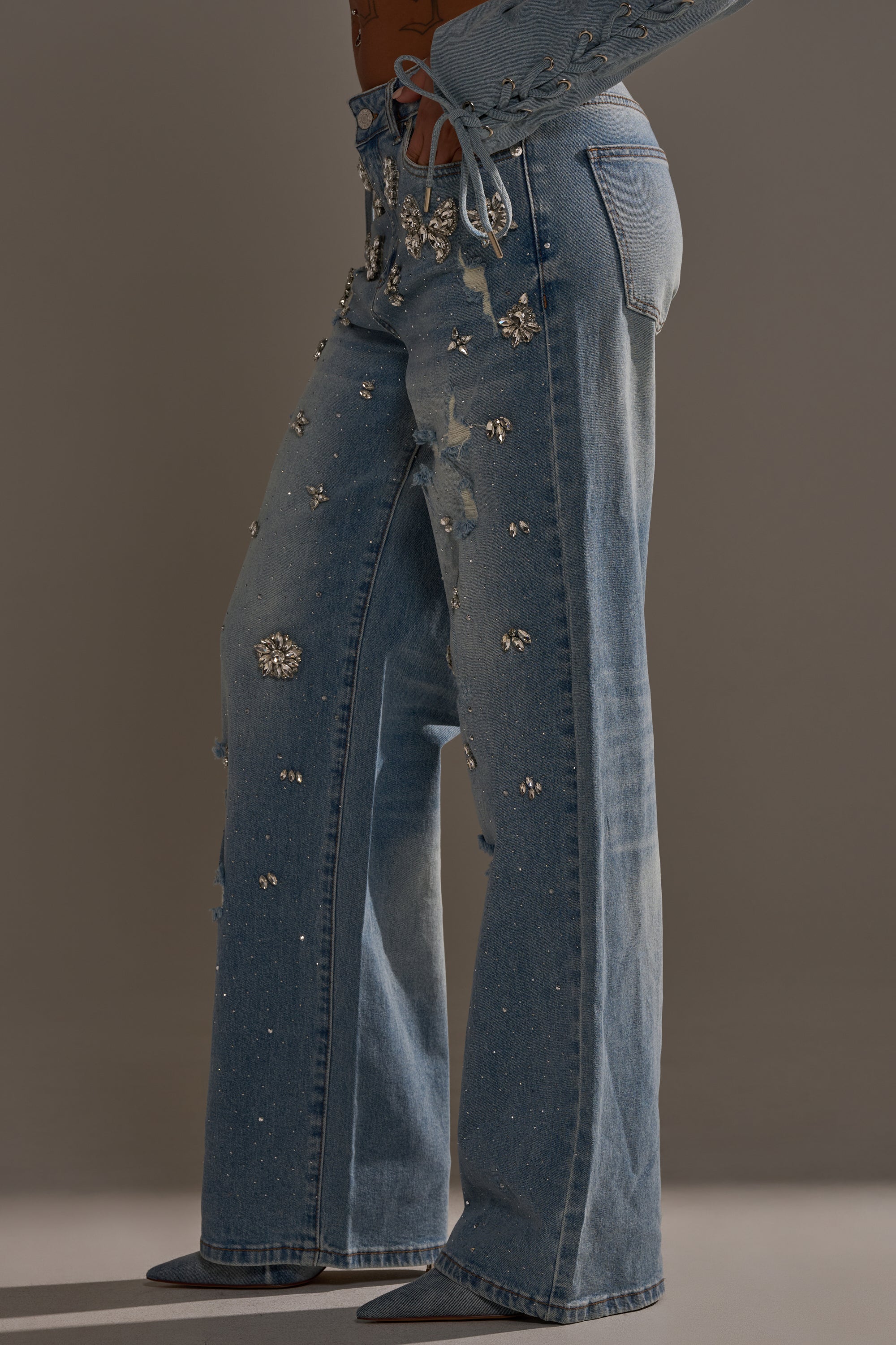 IN YOUR DREAMS RHINESTONE DENIM JEANS